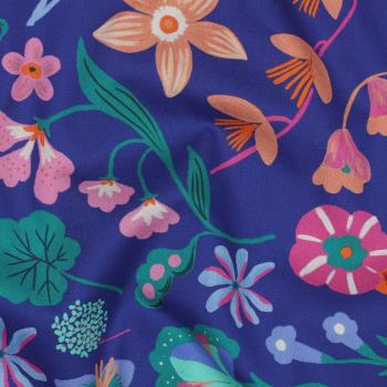 Popelin meadow flower royal blue