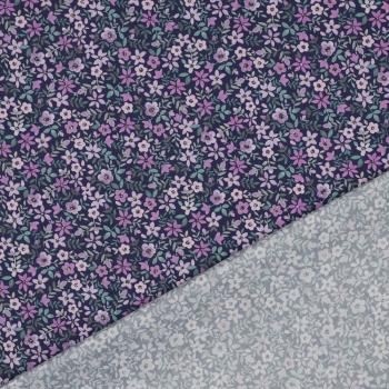 Baumwollpoplin blumen Navy/purple