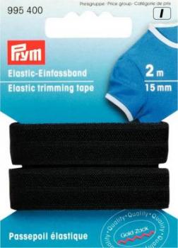 Elastisches Einfaßband 15mm schwarz