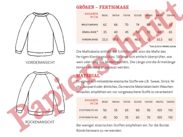 Papierschnittmuster Svennie Kinderpullover mit Raglanärmeln