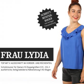 Papierschnittmuster Frau Lydia Top mit V-Ausschnitt und Volant