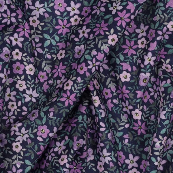 Baumwollpoplin blumen Navy/purple