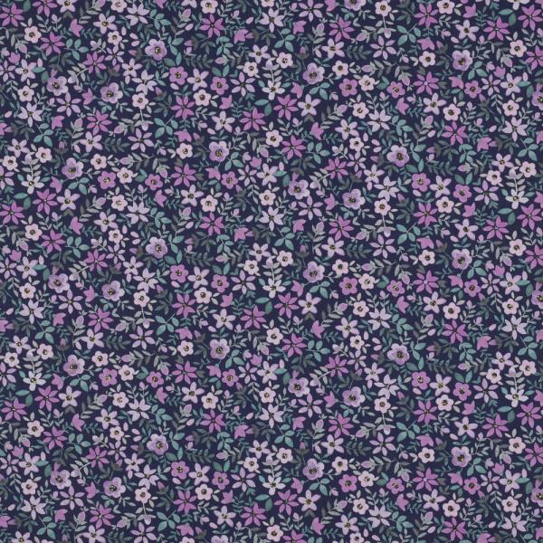 Baumwollpoplin blumen Navy/purple