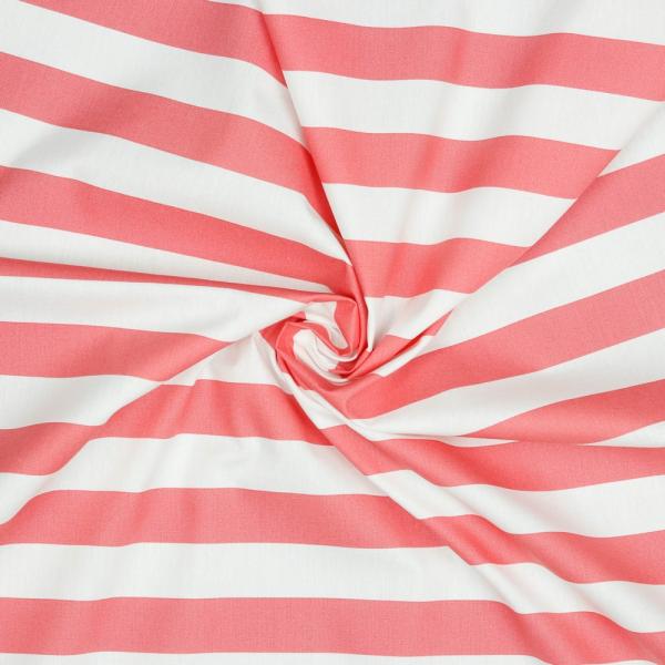 Poplin Stripe Coral/white