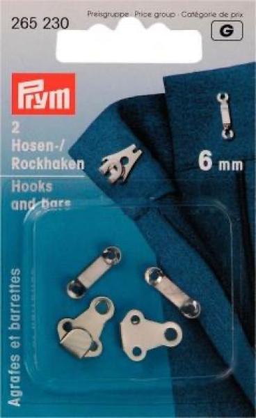 Hosen-/Röckehaken 2 Stück 6mm silberfarbig