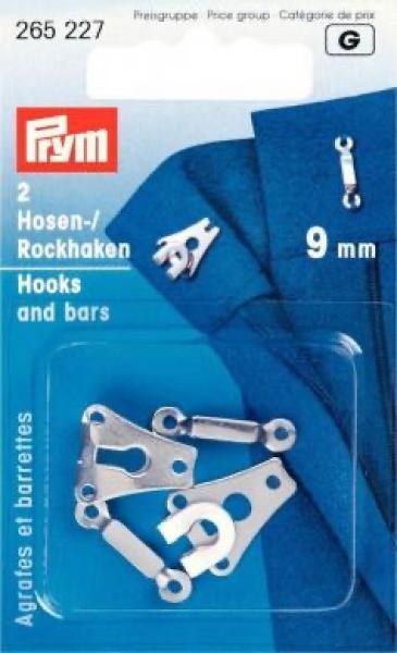 Hosen-/Röckehaken 2 Stück 9mm silberfarbig