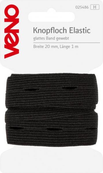 Knopfloch Elastic SB 20mm schwarz