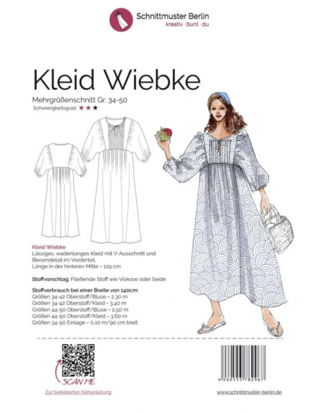 Papierschnittmuster Kleid Wiebke Schnittmuster Berlin