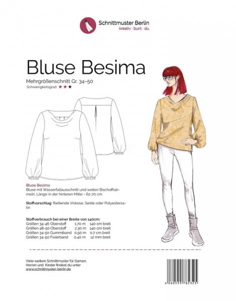 Papierschnittmuster Wasserfallbluse Besima